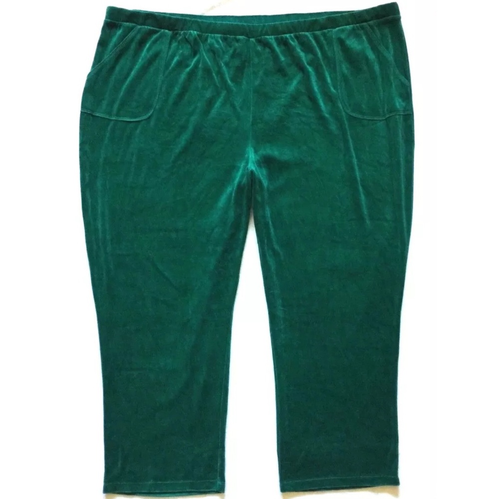 Green Velour Pull On Pants Plus Size 5X Liz & Me